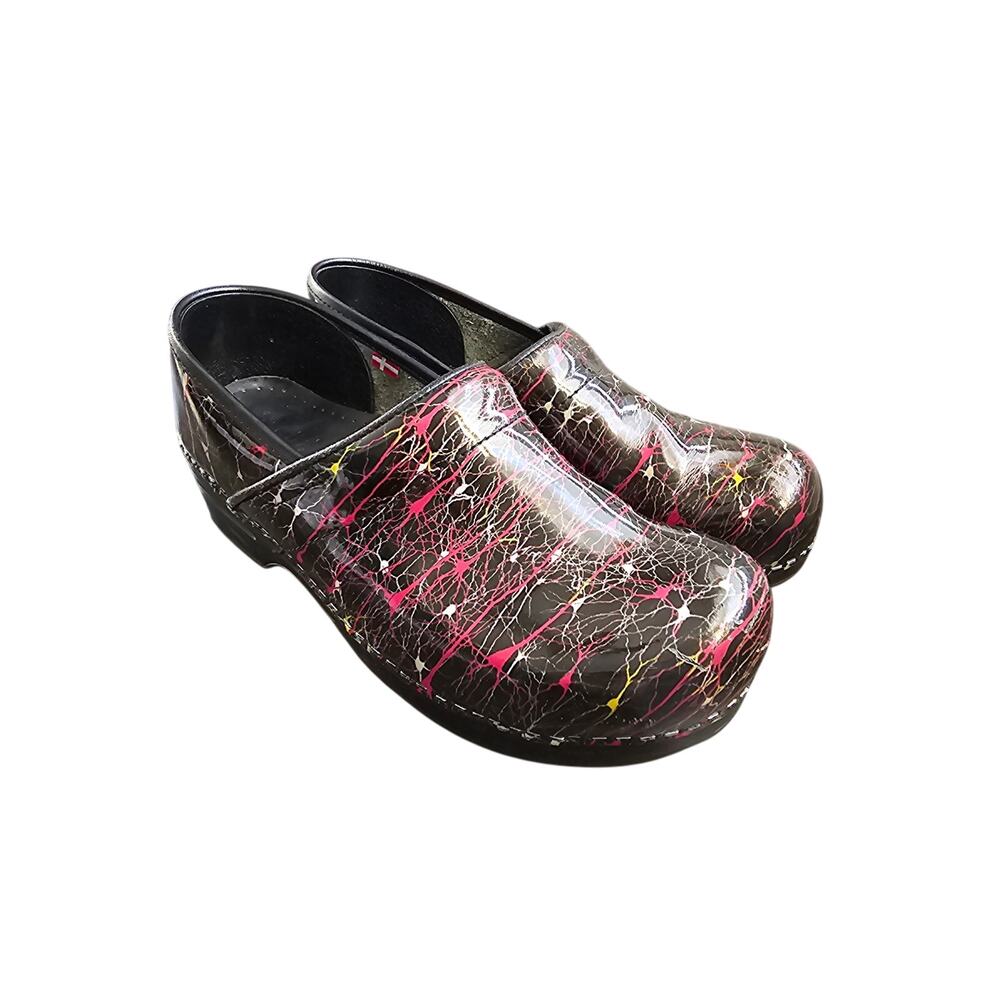 Sanita Clogs Womens 9 US Professional Splatter Comfort Slip On 40 EU Danish Shoe